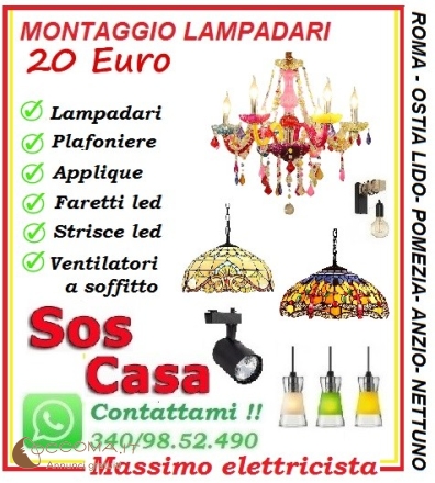 Montaggio lampadario Acilia Vitinia Roma 
